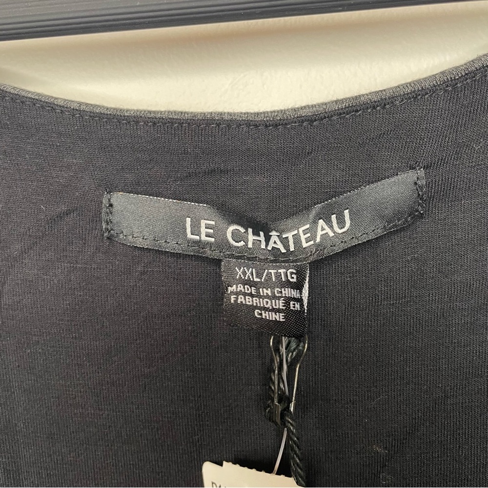 Le Chateau Striped Black and Gray Mini Dress - Picture 8 of 11
